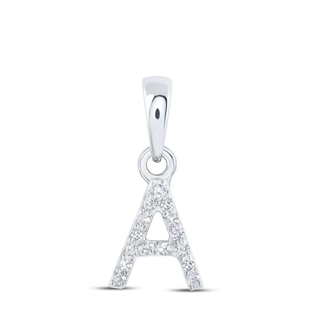 0.03CTW Natural Diamond 0.34g 10k White Gold Initial "A" Pendant Letter Charm