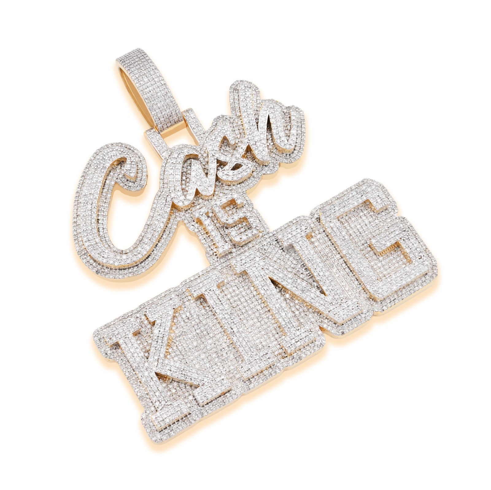 10k Yellow Gold 4.96CTW Pure Diamond "Cash Is King" Pendant Solid Back 37g Charm