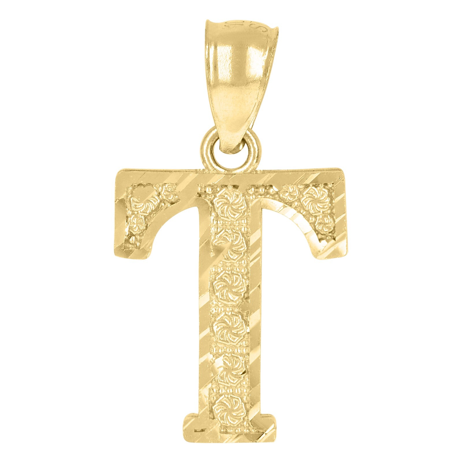 10k Yellow Gold Initial Alphabet Pendant 0.8g Men Women Diamond Cut Charm