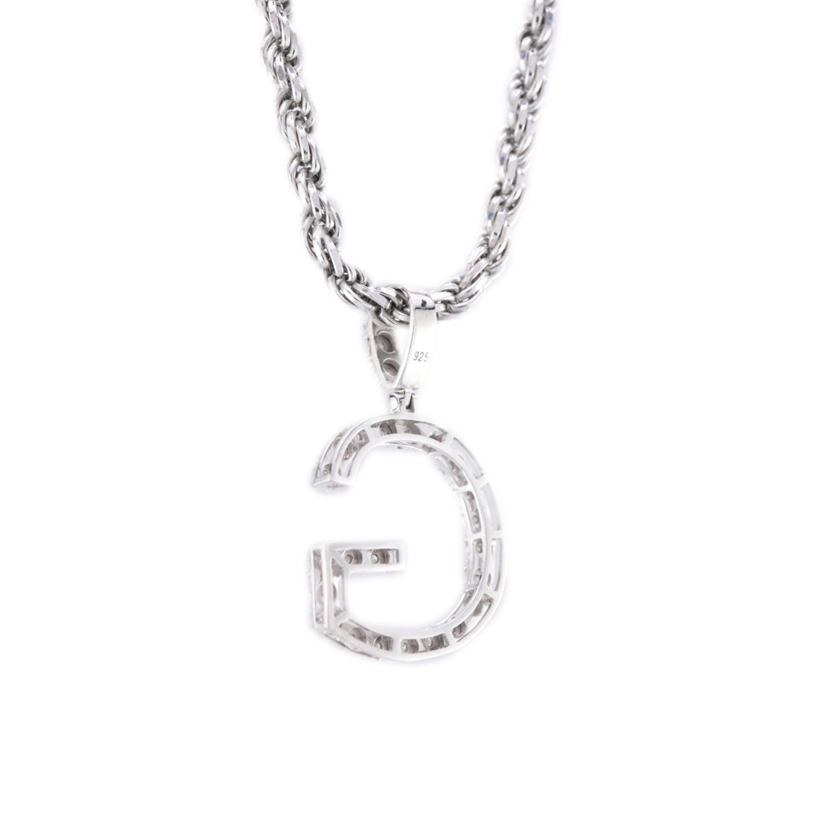 925 Silver Natural 0.15 CTW Diamond Initial Alphabet "G" Pendant 2g Unisex Charm