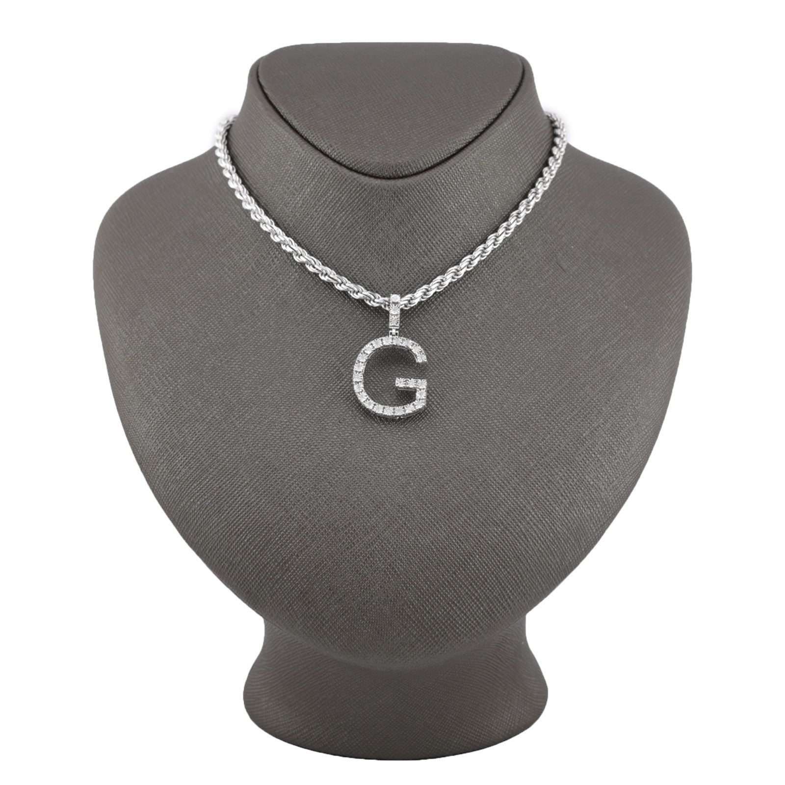 925 Silver Natural 0.15 CTW Diamond Initial Alphabet "G" Pendant 2g Unisex Charm