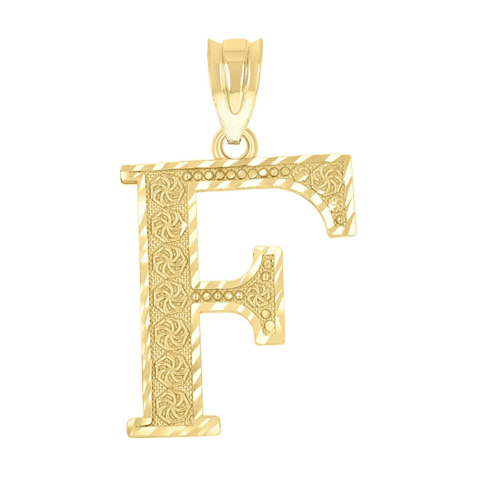 10k Yellow Gold Initial Letter "F" Pendant 1.3g Alphabet Unisex Charm