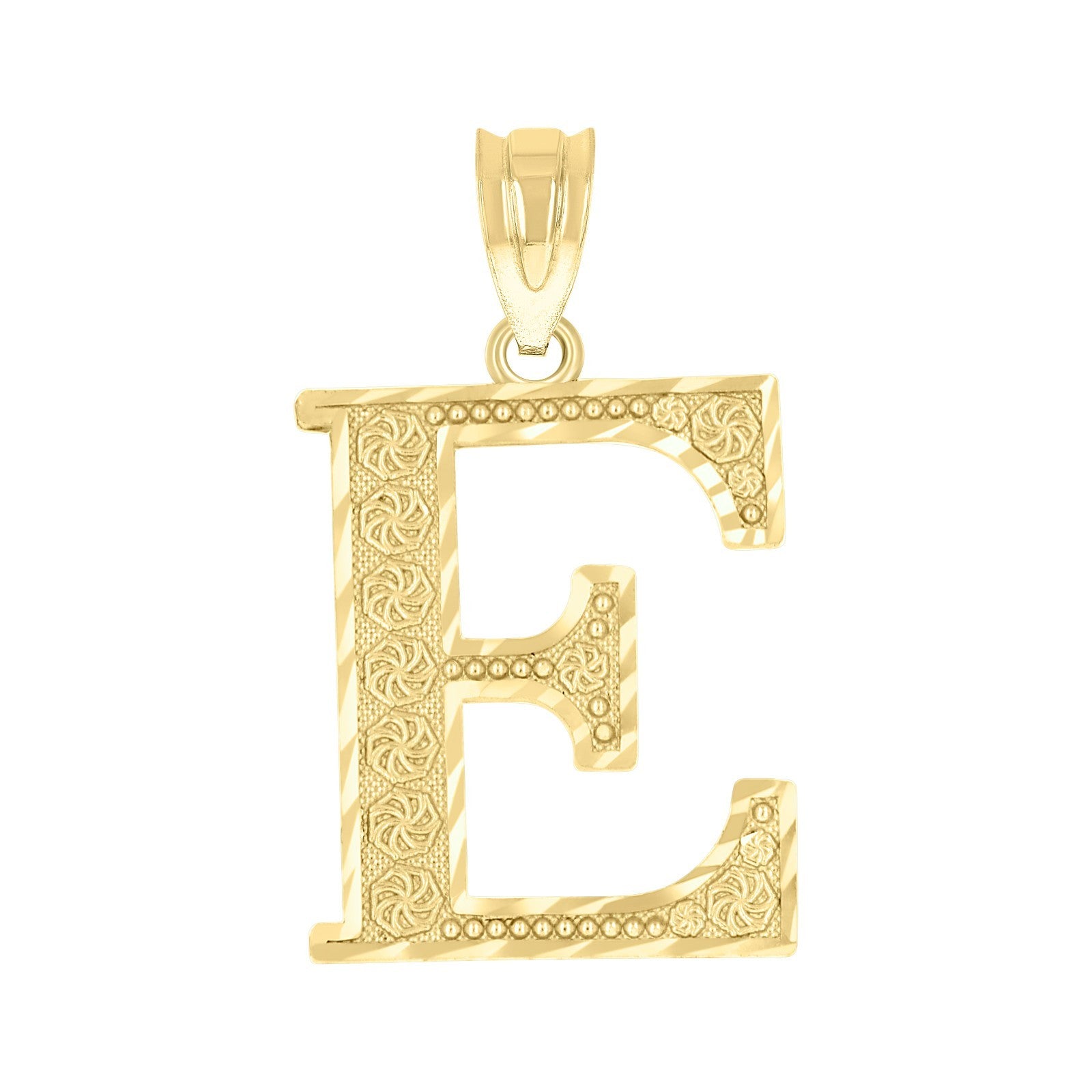 10k Yellow Gold Initial Letter "E" Pendant 1.3g Alphabet Unisex Charm