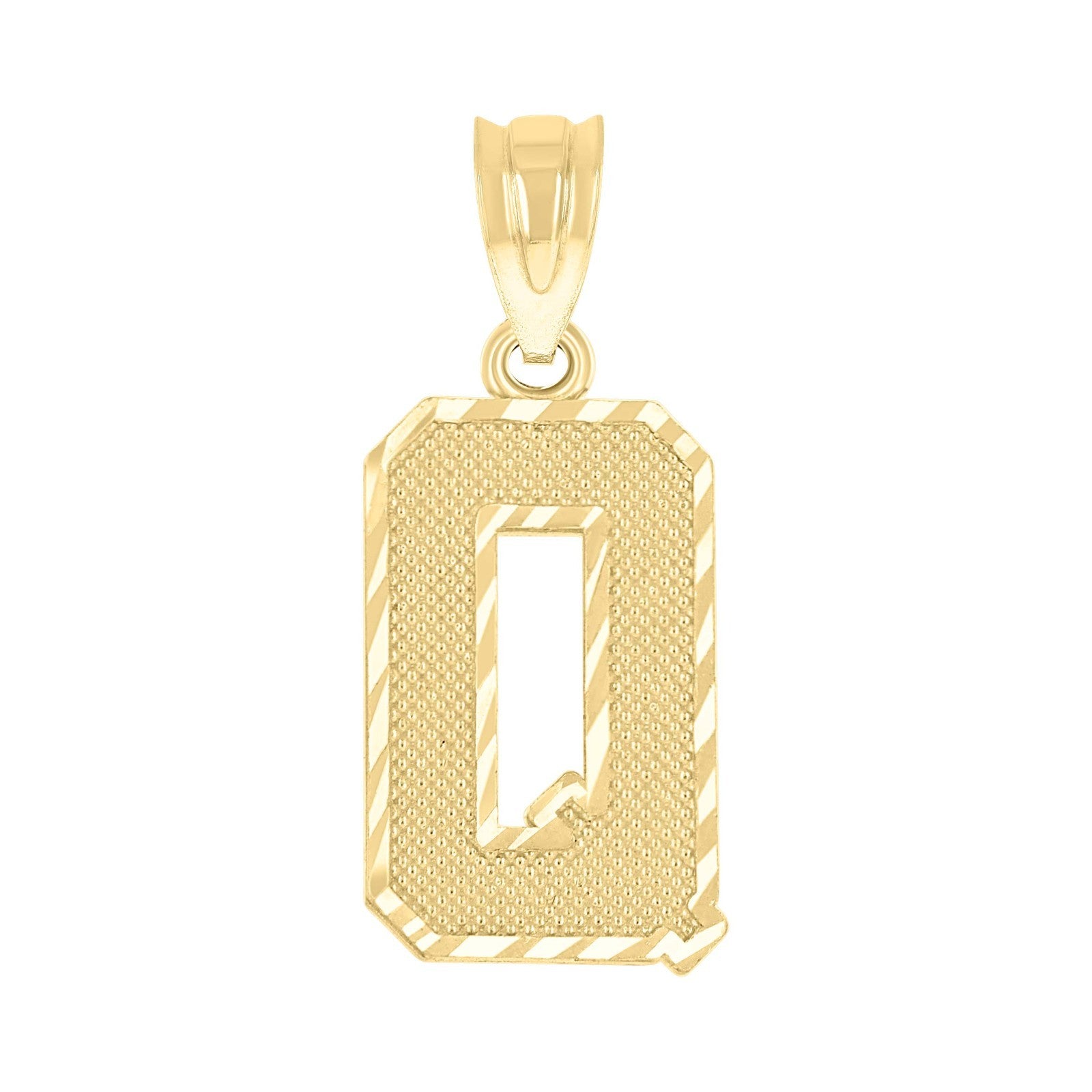 10k Yellow Gold Initial Letter "Q" Pendant 1.1g Alphabet Unisex Charm
