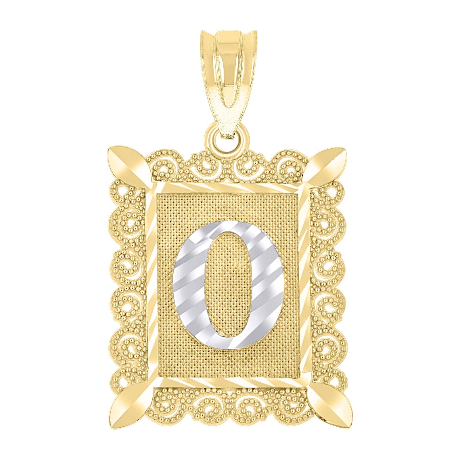 10k Yellow & White Gold Initial Letter "O" Pendant 2.2g Alphabet Unisex Charm