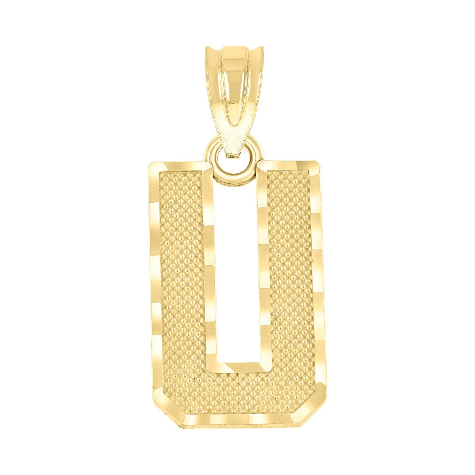 10k Yellow Gold Initial Letter "U" Pendant 0.8g Alphabet Unisex Charm
