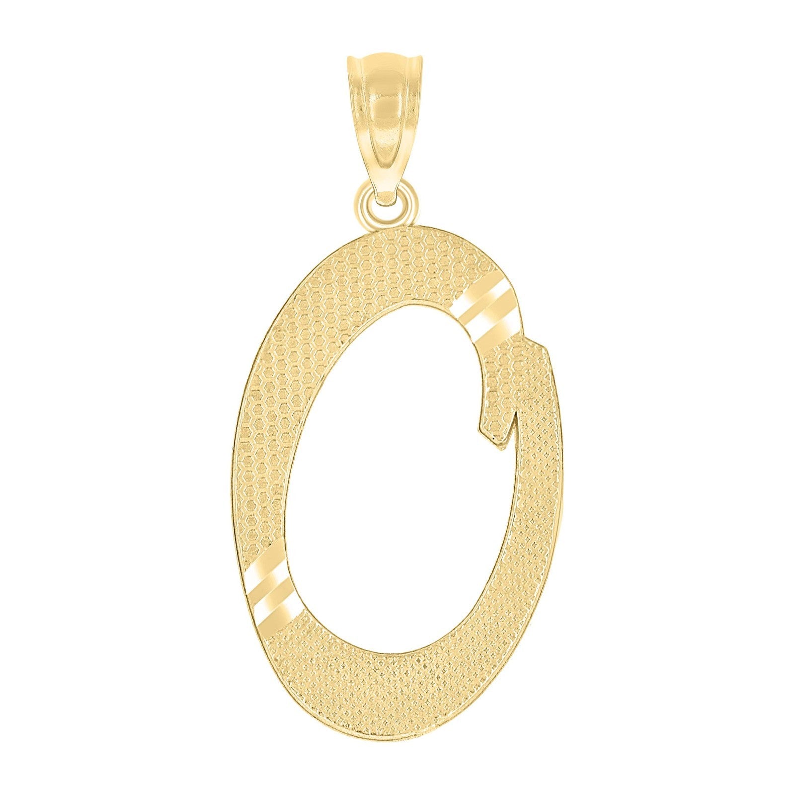 10k Yellow Gold Initial Letter "O" Pendant 0.7g Alphabet Unisex Charm