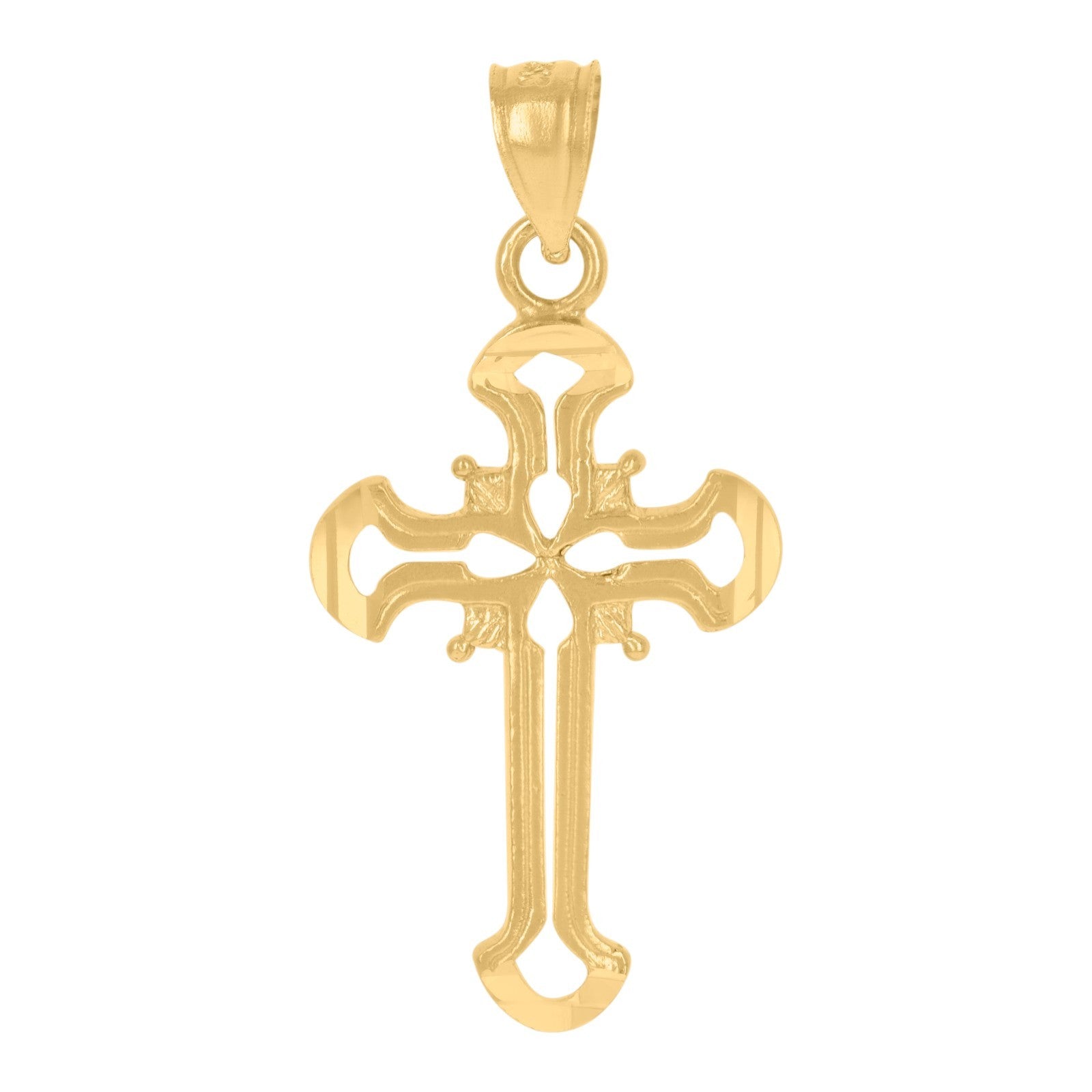 10k Yellow Gold Mens Womens Diamond-Cut 1.3g Cross Religious Charm Pendant