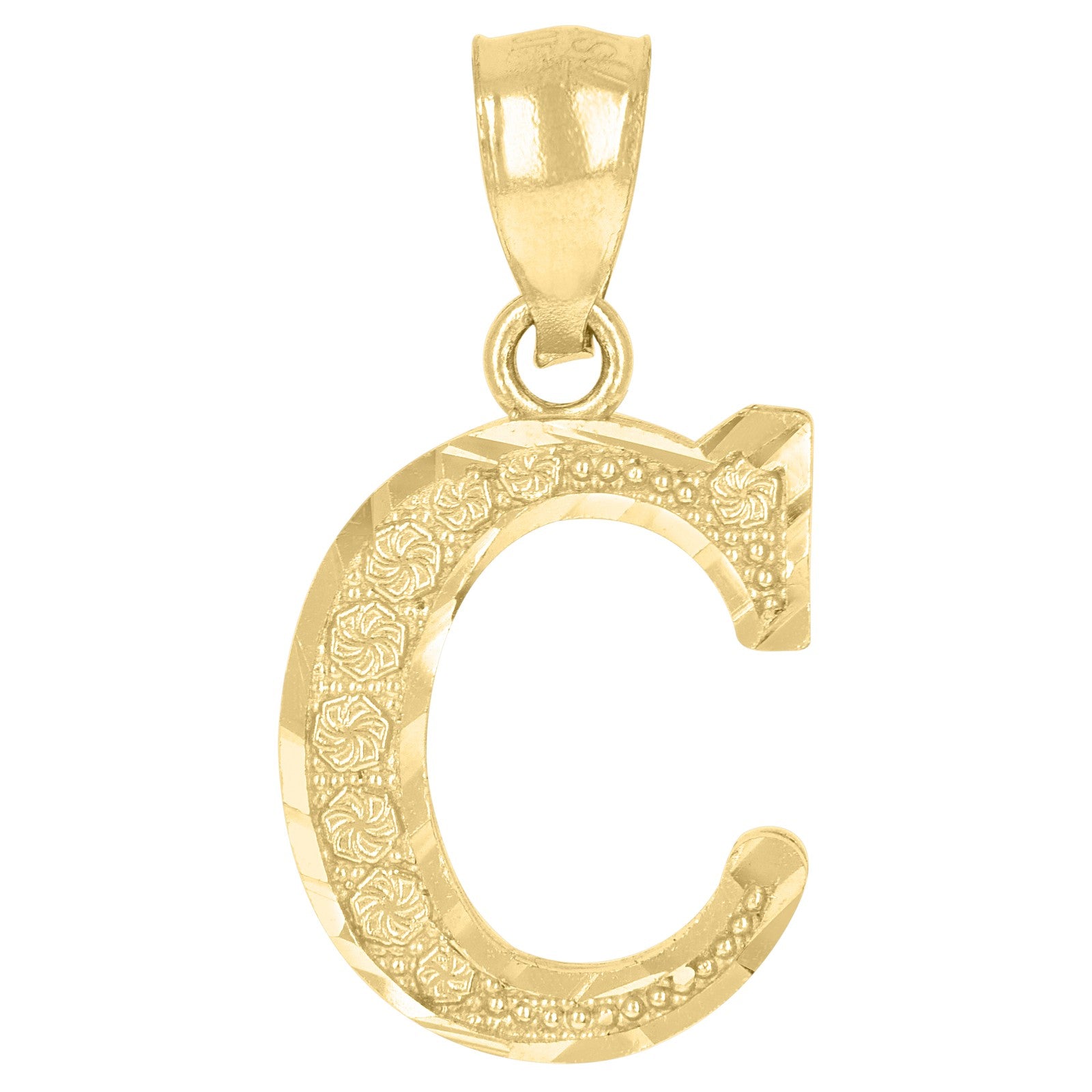 10k Yellow Gold Initial Alphabet Pendant 0.8g Men Women Diamond Cut Charm