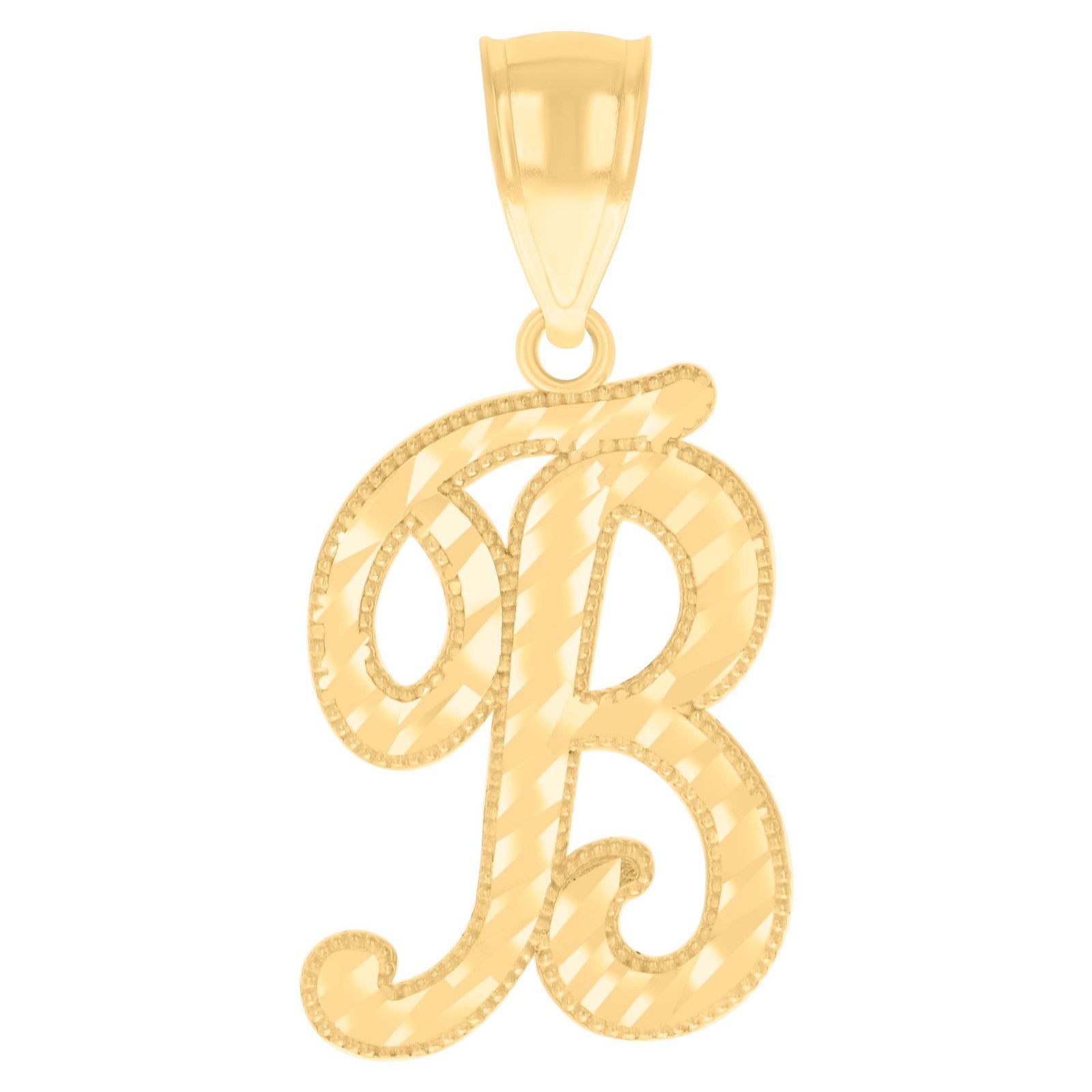 10k Yellow Gold Initial Letter "B" Pendant 1.1g Script Alphabet Unisex Charm
