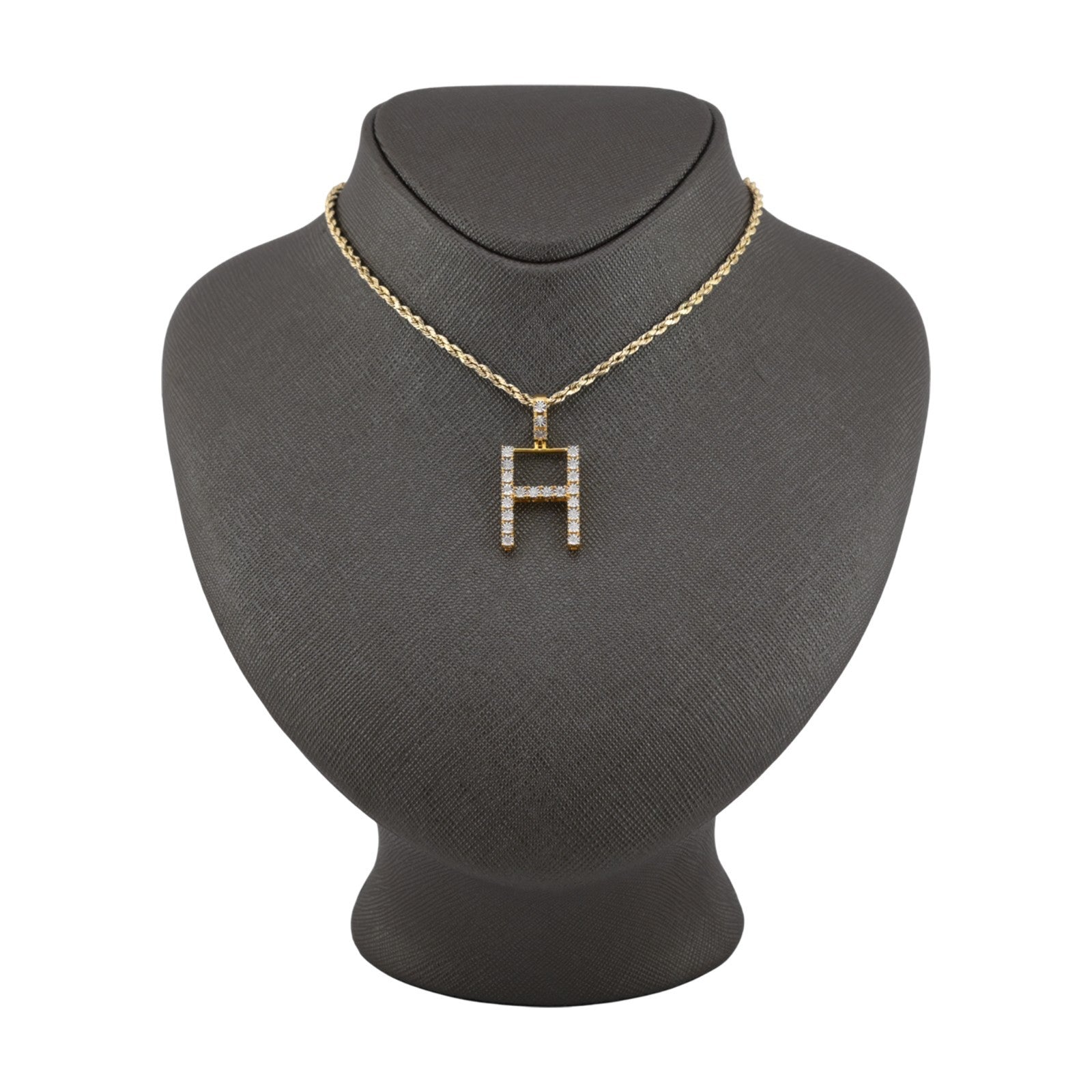 925 Yellow Natural 0.15 CTW Diamond Initial Alphabet "H" Pendant 2g Unisex Charm