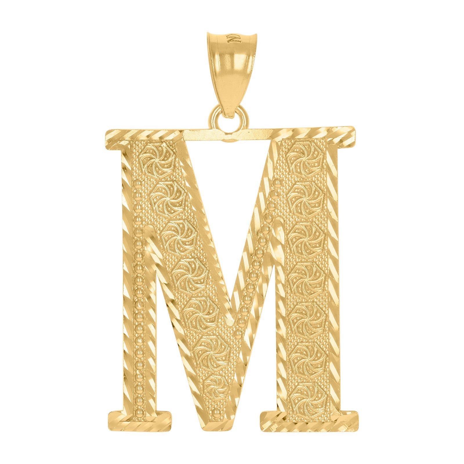 10k Yellow Gold Initial Letter "M" Pendant 4.7g Alphabet Unisex Charm