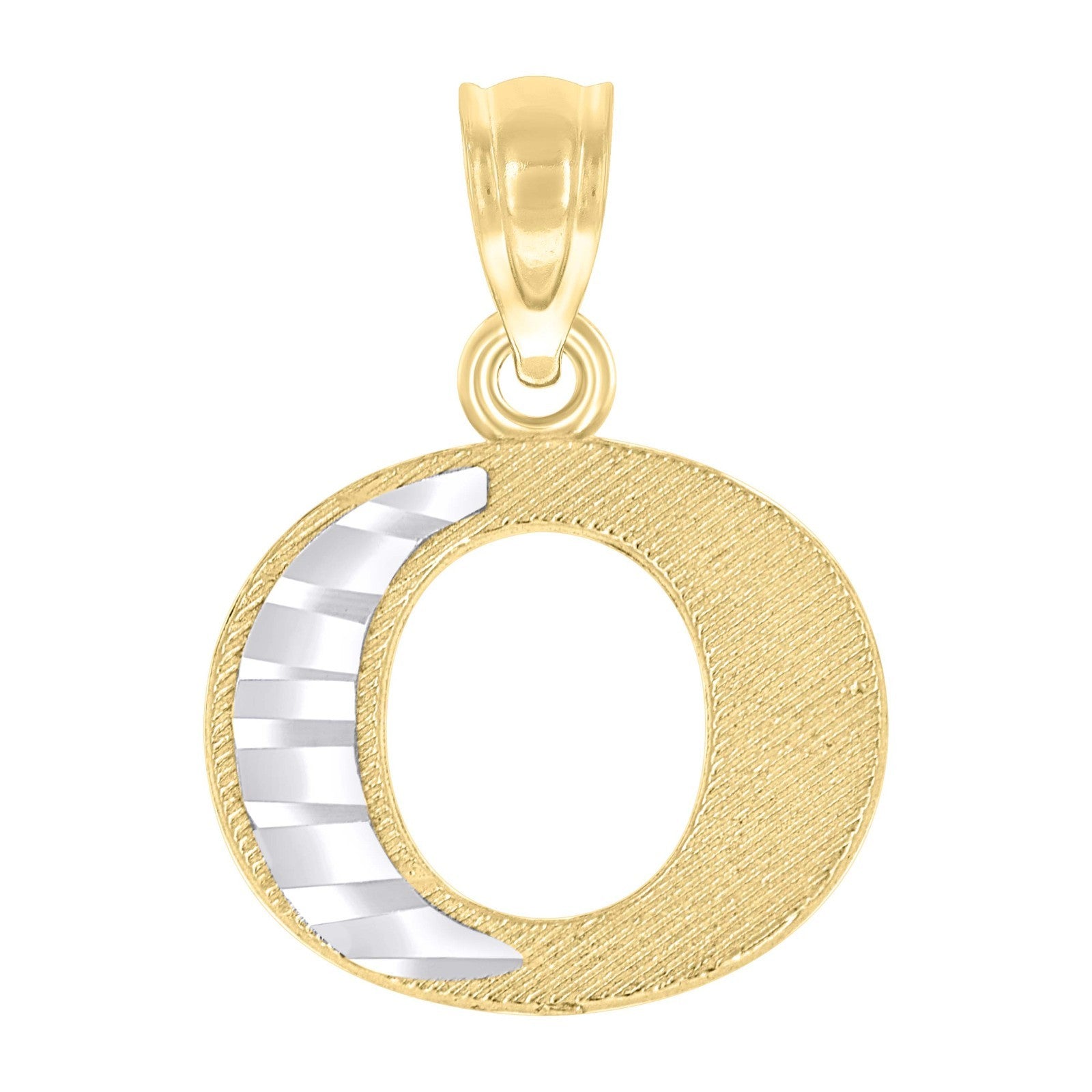 10k Yellow & White Gold Initial Letter "O" Pendant 0.7g Alphabet Unisex Charm