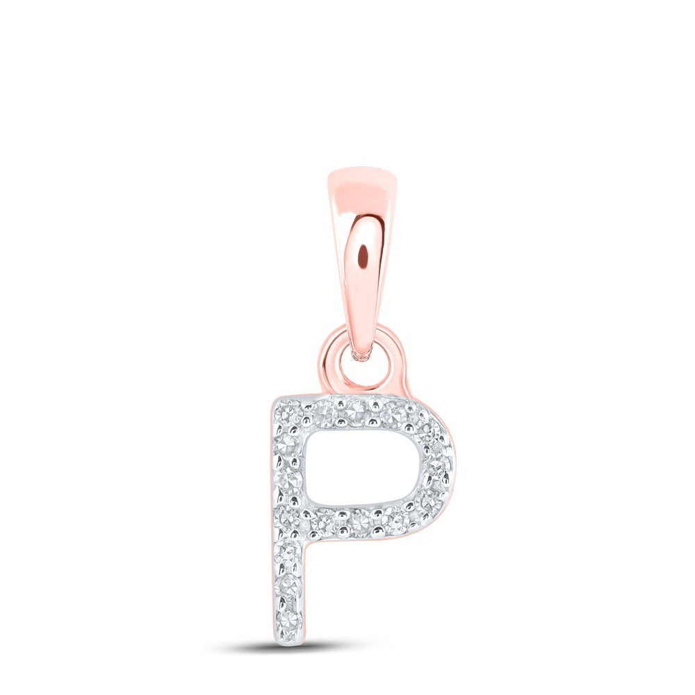 0.03CTW Natural Diamond 0.37g 10k Rose Gold Initial "P" Pendant Letter Charm