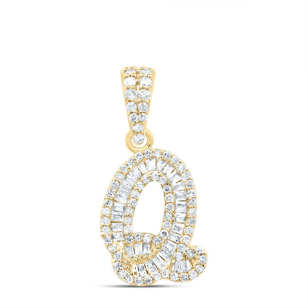 0.34CTW Natural Diamond 10k Yellow Gold 1.45g Initial Letter "Q" Pendant Charm