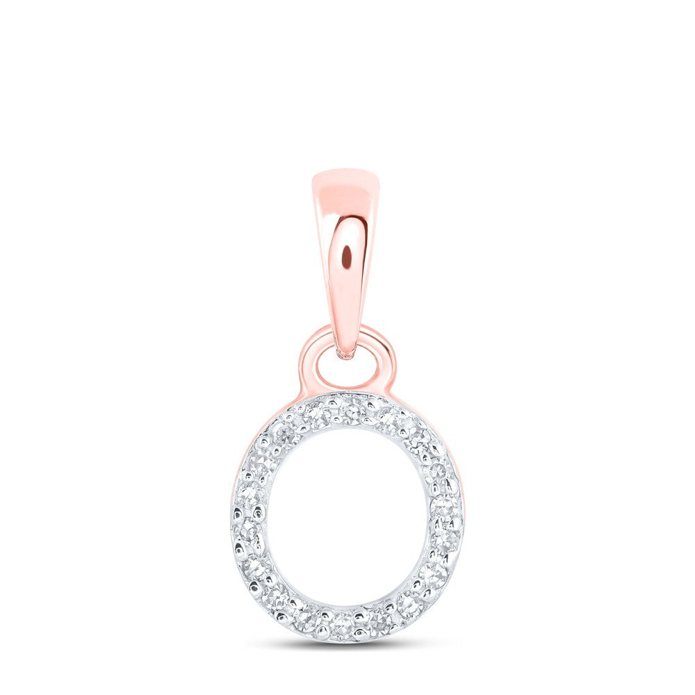 0.04CTW Natural Diamond 0.4g 10k Rose Gold Initial "O" Pendant Letter Charm