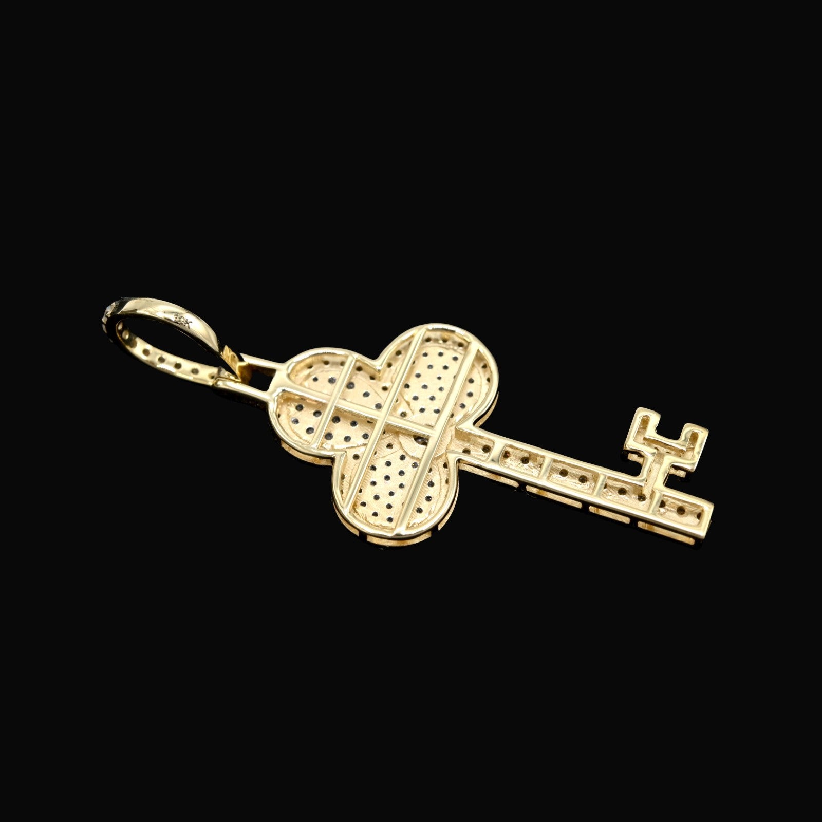 10k Yellow Gold 0.9CTW Natural Round Diamond Key Shape Pendant 2.9g Charm