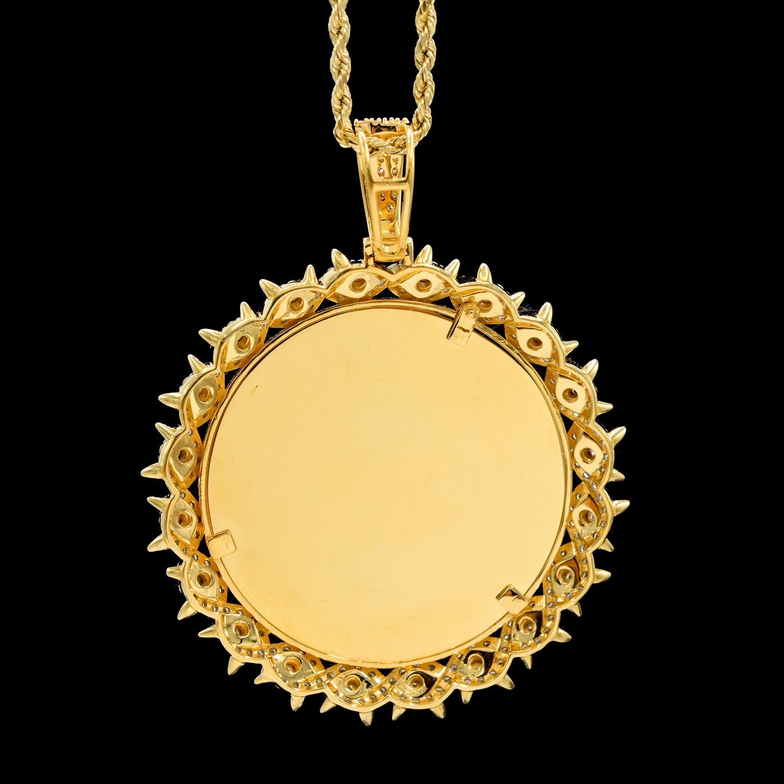 10k Yellow Gold 2.45CTW Natural Round Diamond Picture Memory Pendant 21.9g Charm