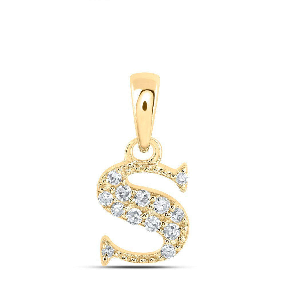 0.05CTW Natural Diamond 0.39g 10k Yellow Gold Initial "S" Pendant Letter Charm