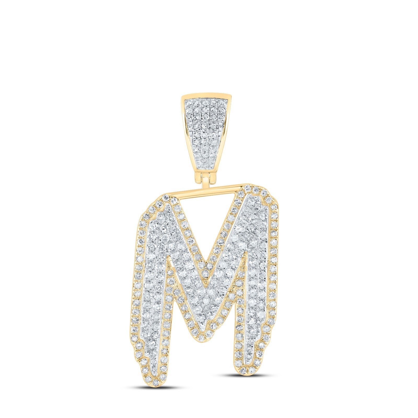 10k Yellow & White Gold 1.22 CTW Natural Diamond Initial "M" Charm 5.04g Pendant