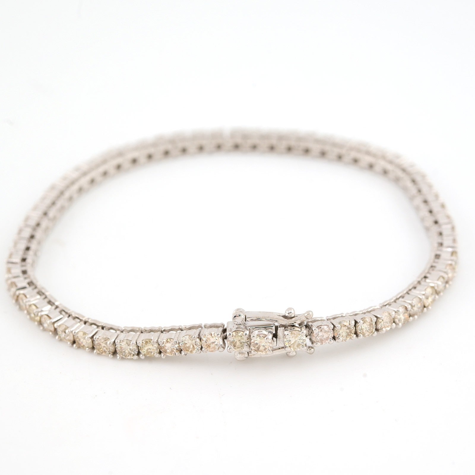 Men 3MM 10k White Gold 11.2g 5.5CTW Natural Round Diamond Tennis Bracelet 7 Inch