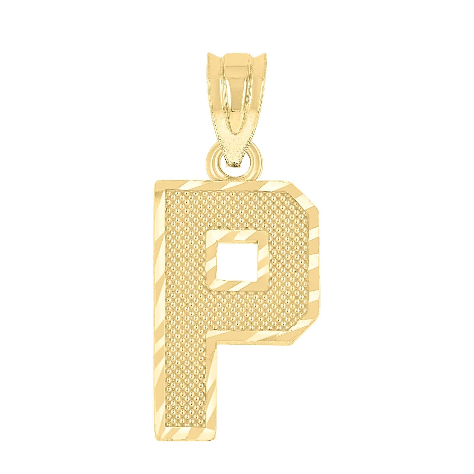 10k Yellow Gold Initial Letter "P" Pendant 0.8g Alphabet Unisex Charm
