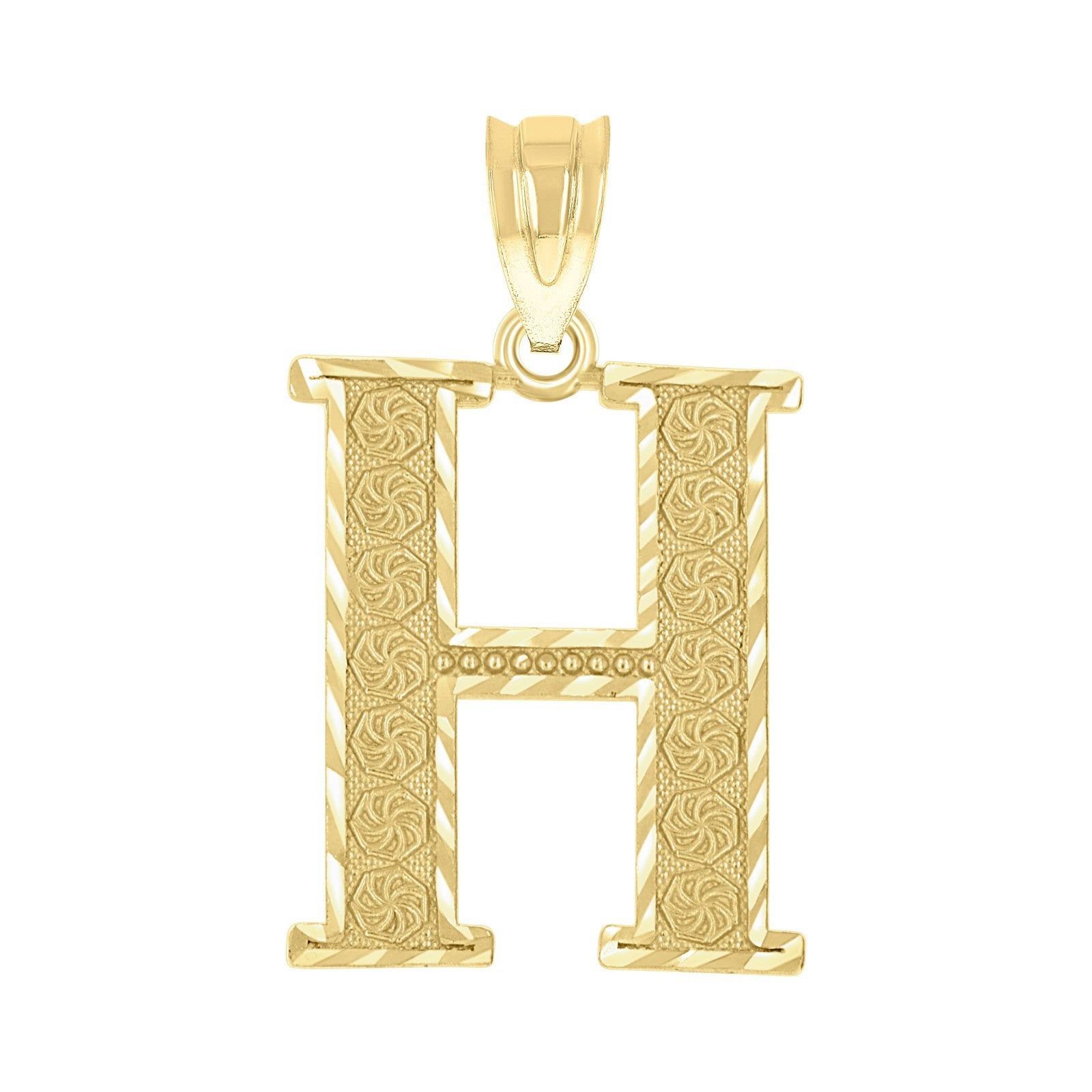 10k Yellow Gold Initial Letter "H" Pendant 1.3g Alphabet Unisex Charm