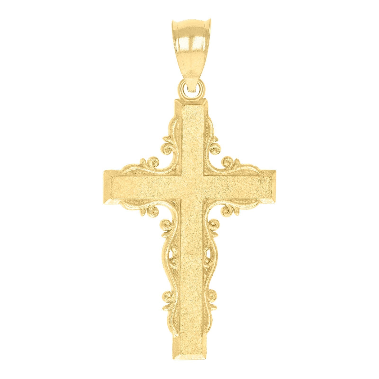 Polished 10k Yellow Gold Cross Religious Charm 1.2gms Pendant For Mens Womens