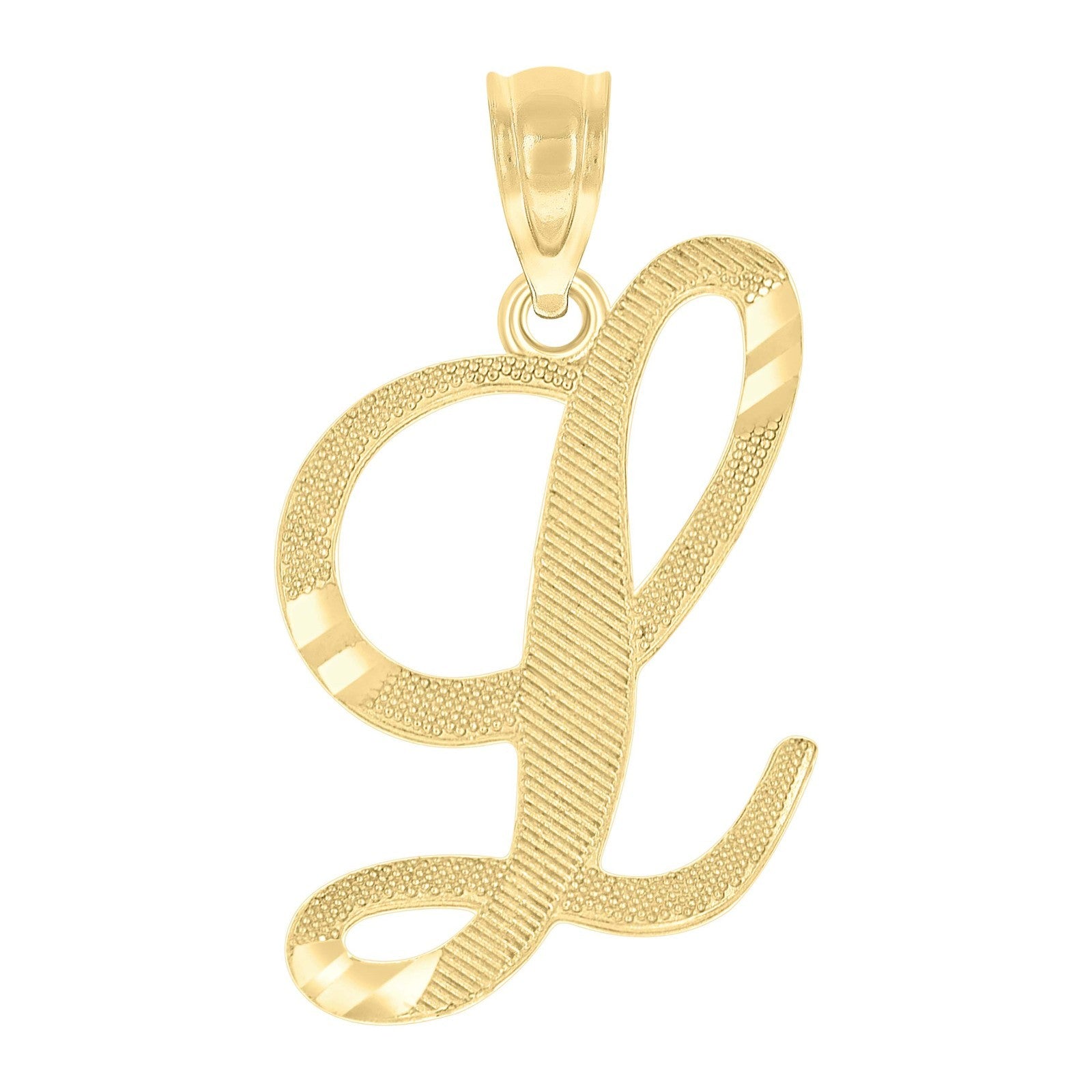 10k Yellow Gold Initial Letter "L" Pendant 0.8g Alphabet Unisex Charm