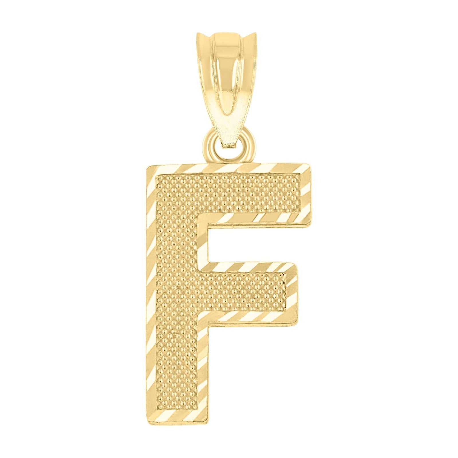 10k Yellow Gold Initial Letter "F" Pendant 0.8g Alphabet Unisex Charm