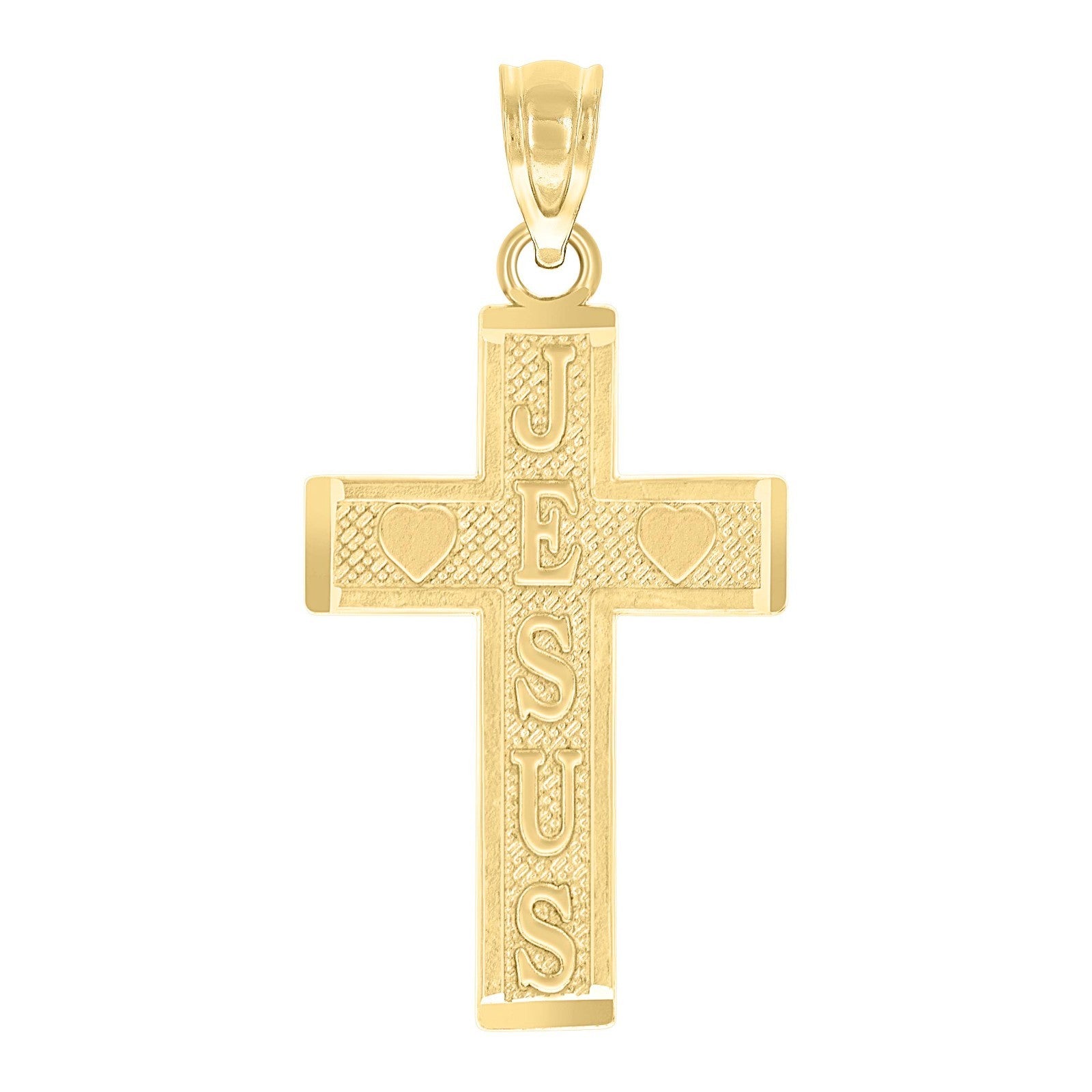Mens 10k Yellow Gold Textured Our Jesus Lord Religious Charm 0.9gms Pendant