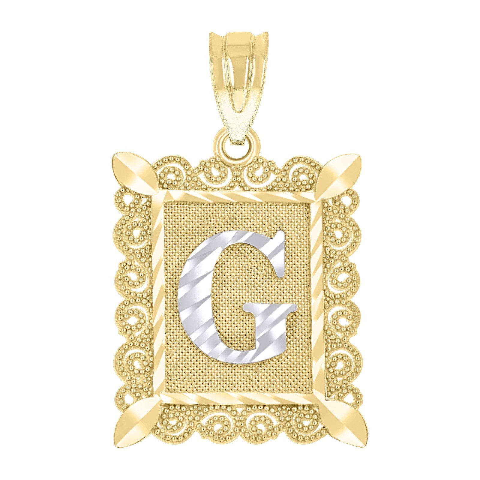 10k Yellow & White Gold Initial Letter "G" Pendant 2.2g Alphabet Unisex Charm