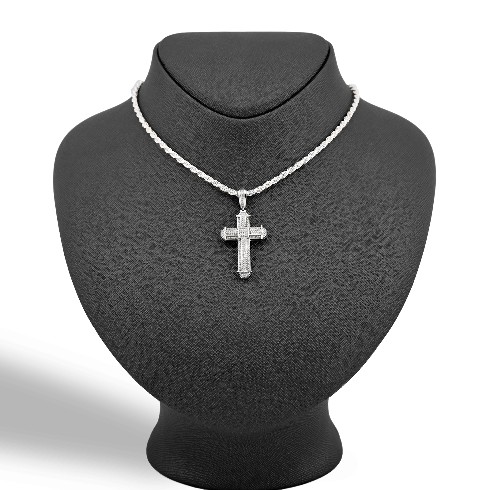 10k White Gold 0.5CTW Natural Diamond Cross Charm 5.3gms Religious Mens Pendant