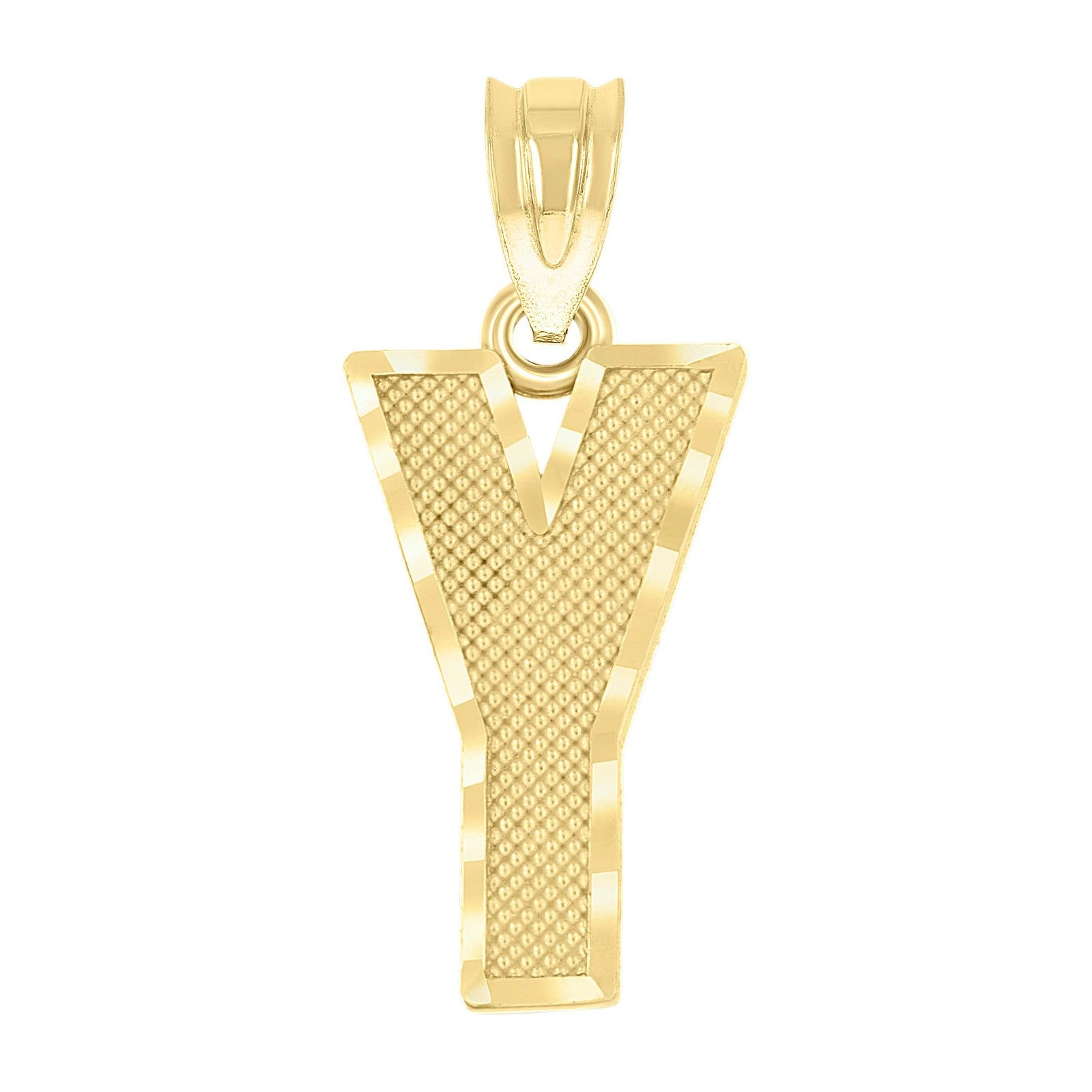 10k Yellow Gold Initial Letter "Y" Pendant 0.7g Alphabet Unisex Charm