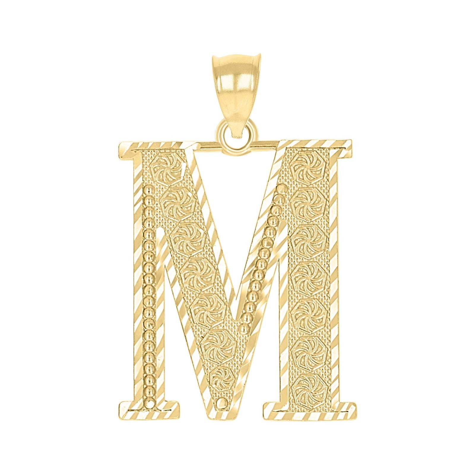 10k Yellow Gold Initial Letter "M" Pendant 2.7g Alphabet Unisex Charm