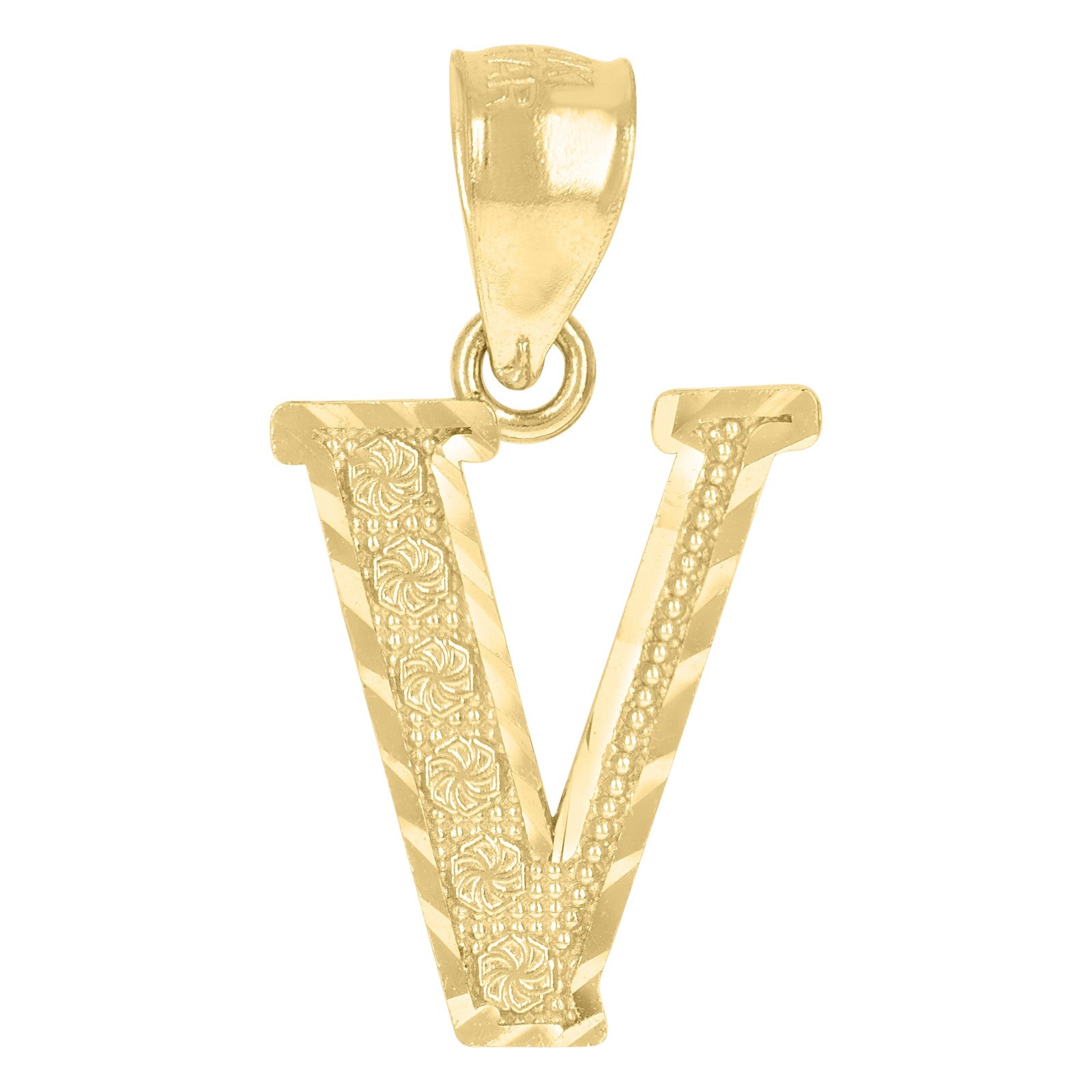 10k Yellow Gold Initial Alphabet Pendant 0.8g Men Women Diamond Cut Charm