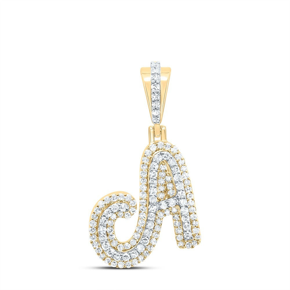 10k Yellow Gold Mens 0.49 CTW Natural Diamond Initial "A" Charm 1.93g Pendant