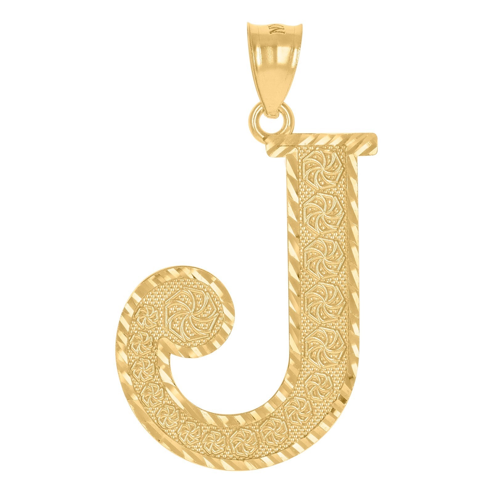 10k Yellow Gold Initial Letter "J" Pendant 3.2g Alphabet Unisex Charm