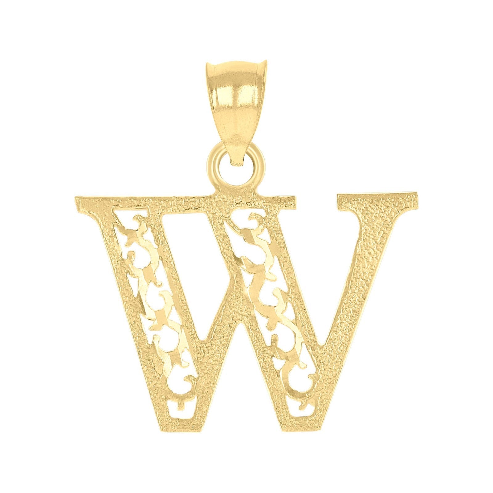 10k Yellow Gold Initial Letter "W" Pendant 1g Alphabet Unisex Charm