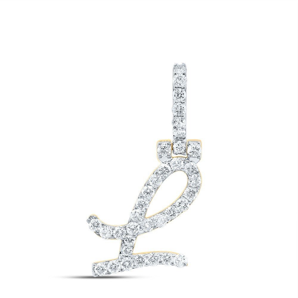 5/8CTW Natural Diamond 10k Yellow Gold Initial "L" Letter Charm 1.45g Pendant - Elite Jewelers - Charms & Pendants