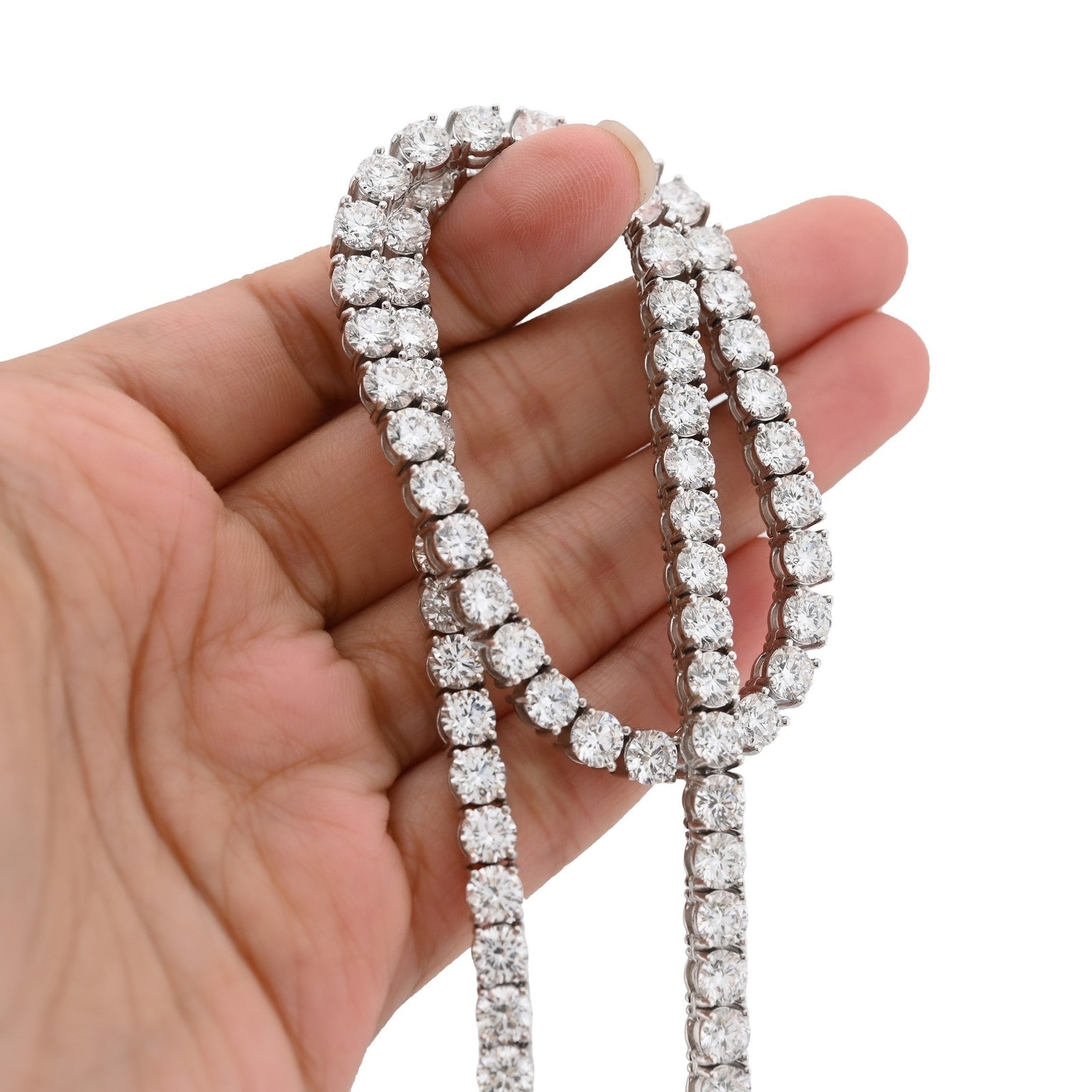 5MM 10k White Gold 55CTW Lab Grown Diamond Tennis Chain 52.5g 22 Inches Necklace - Elite Jewelers - Necklaces