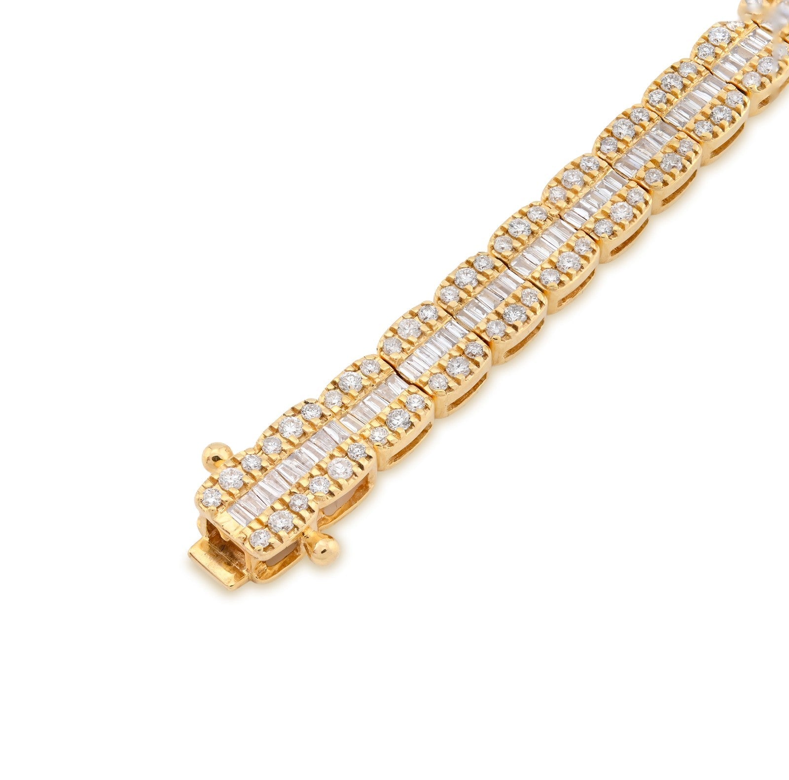 5MM 10k Yellow Gold 15.4g 2.97CTW Natural Round/Baguette Tennis Diamond Bracelet - Elite Jewelers - Bracelets