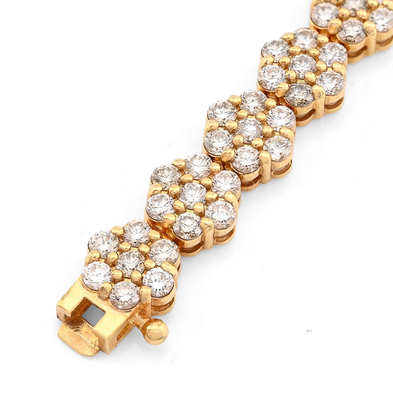 5MM 10k Yellow Gold 16.6g 7.5CTW Natural Diamond Flower Tennis Bracelet 8 Inches - Elite Jewelers - Bracelets