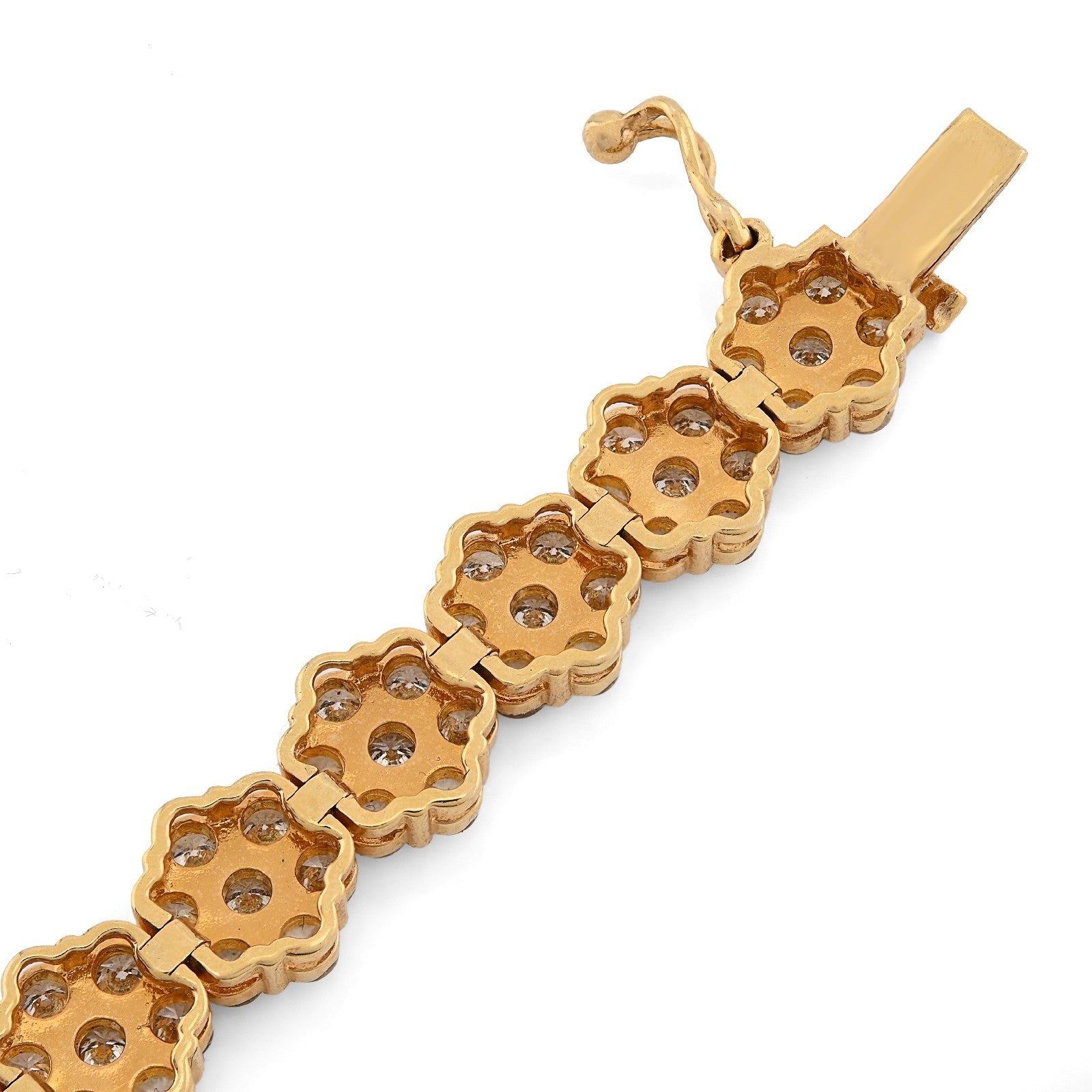5MM 10k Yellow Gold 16.6g 7.5CTW Natural Diamond Flower Tennis Bracelet 8 Inches - Elite Jewelers - Bracelets