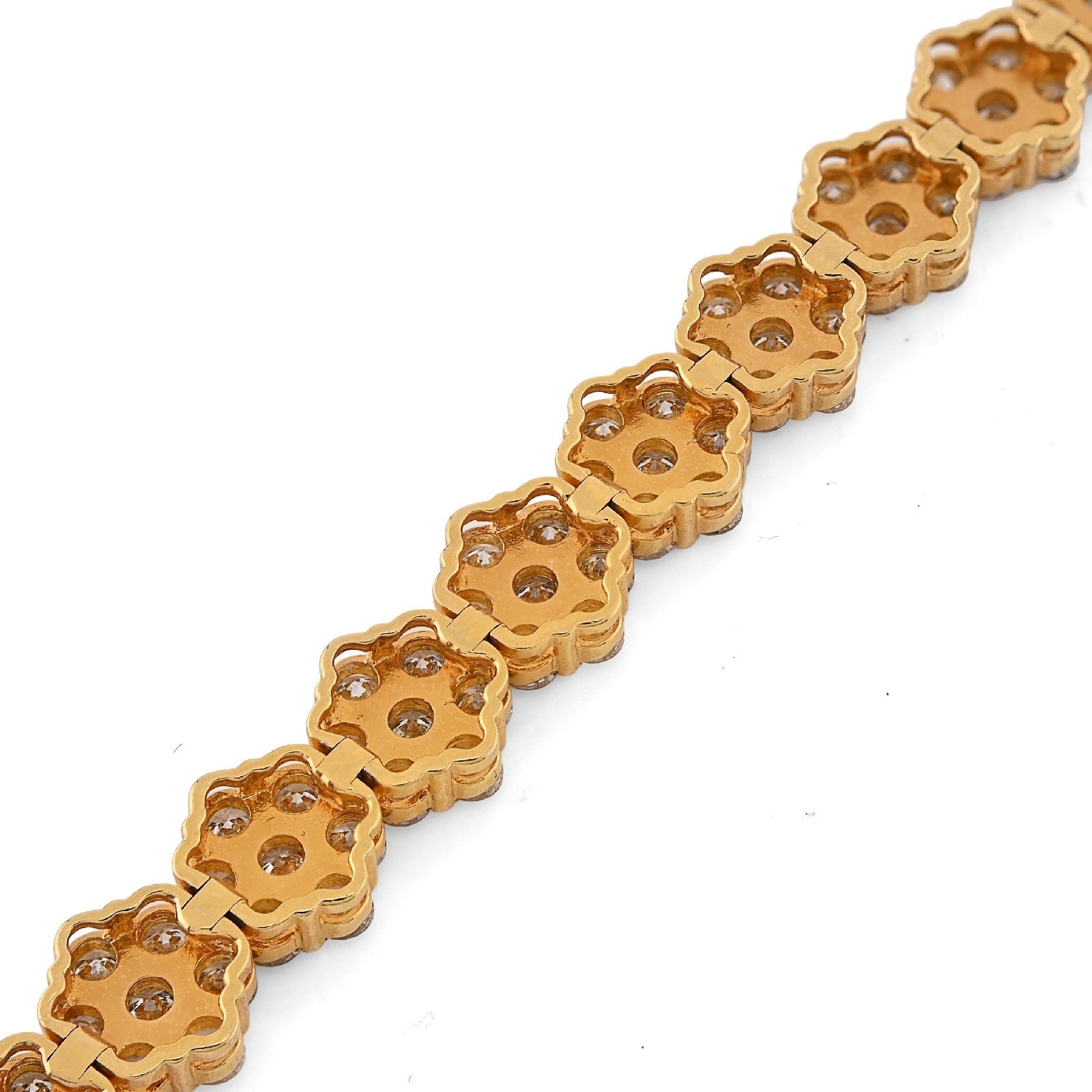 5MM 10k Yellow Gold 16.6g 7.5CTW Natural Diamond Flower Tennis Bracelet 8 Inches - Elite Jewelers - Bracelets