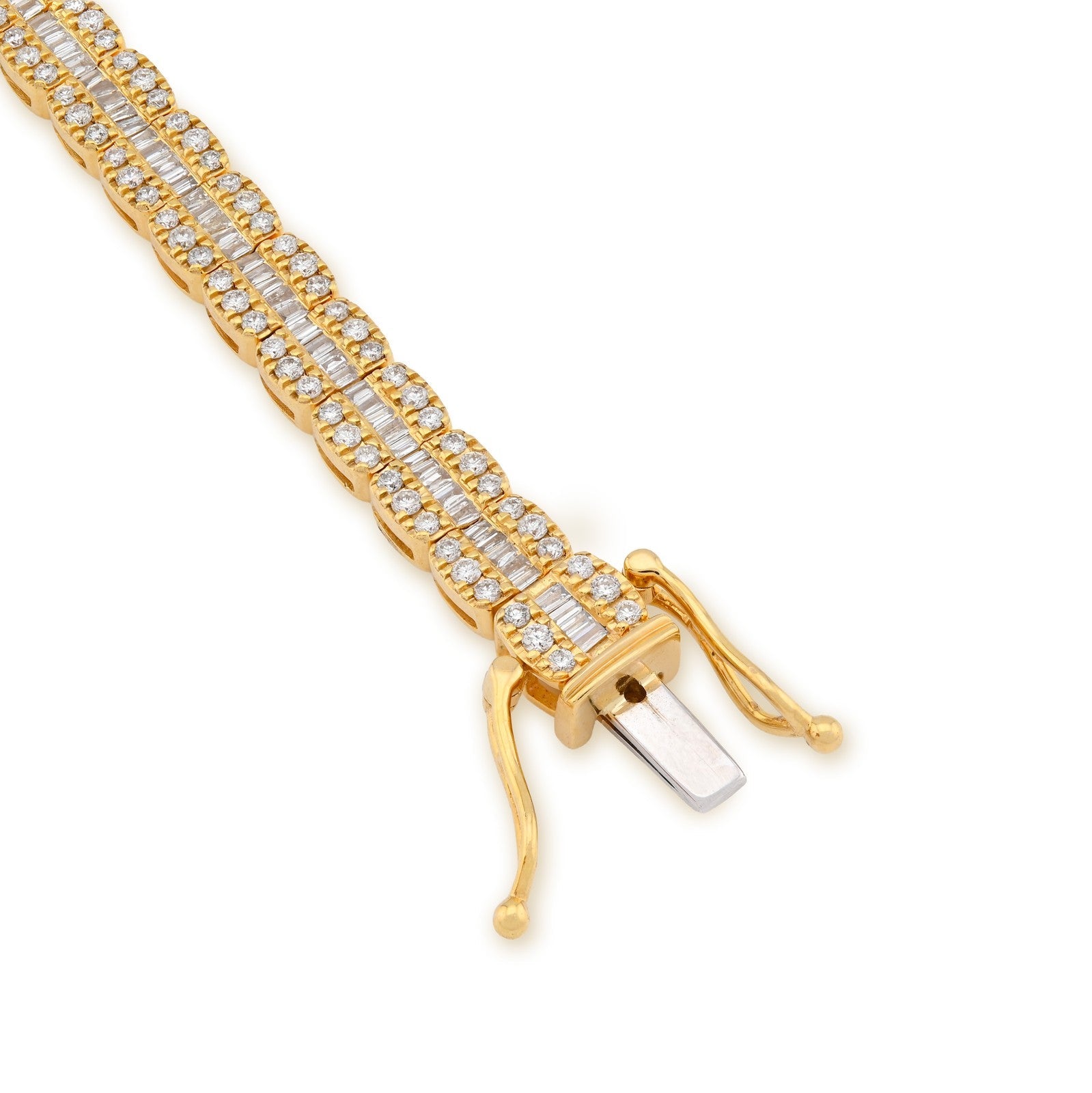 5MM 10k Yellow Gold 16.8gms 3.71CTW Pure Round/Baguette Diamond Tennis Bracelet - Elite Jewelers - Bracelets