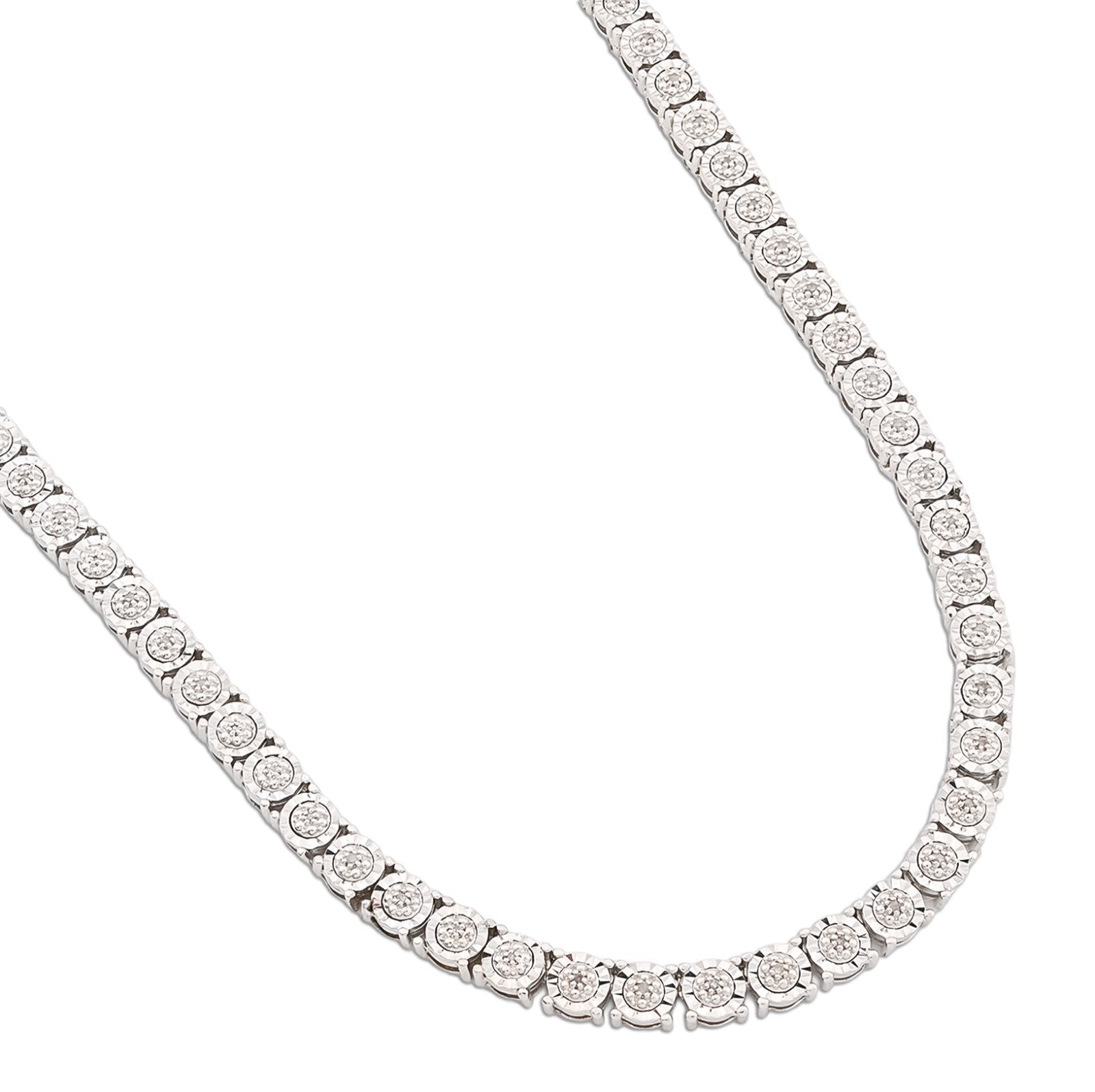 5MM 925 Silver 2.95CTW Illusion Setting 24 Inches Tennis Chain Necklace 38 grams - Elite Jewelers - Necklaces & Chains