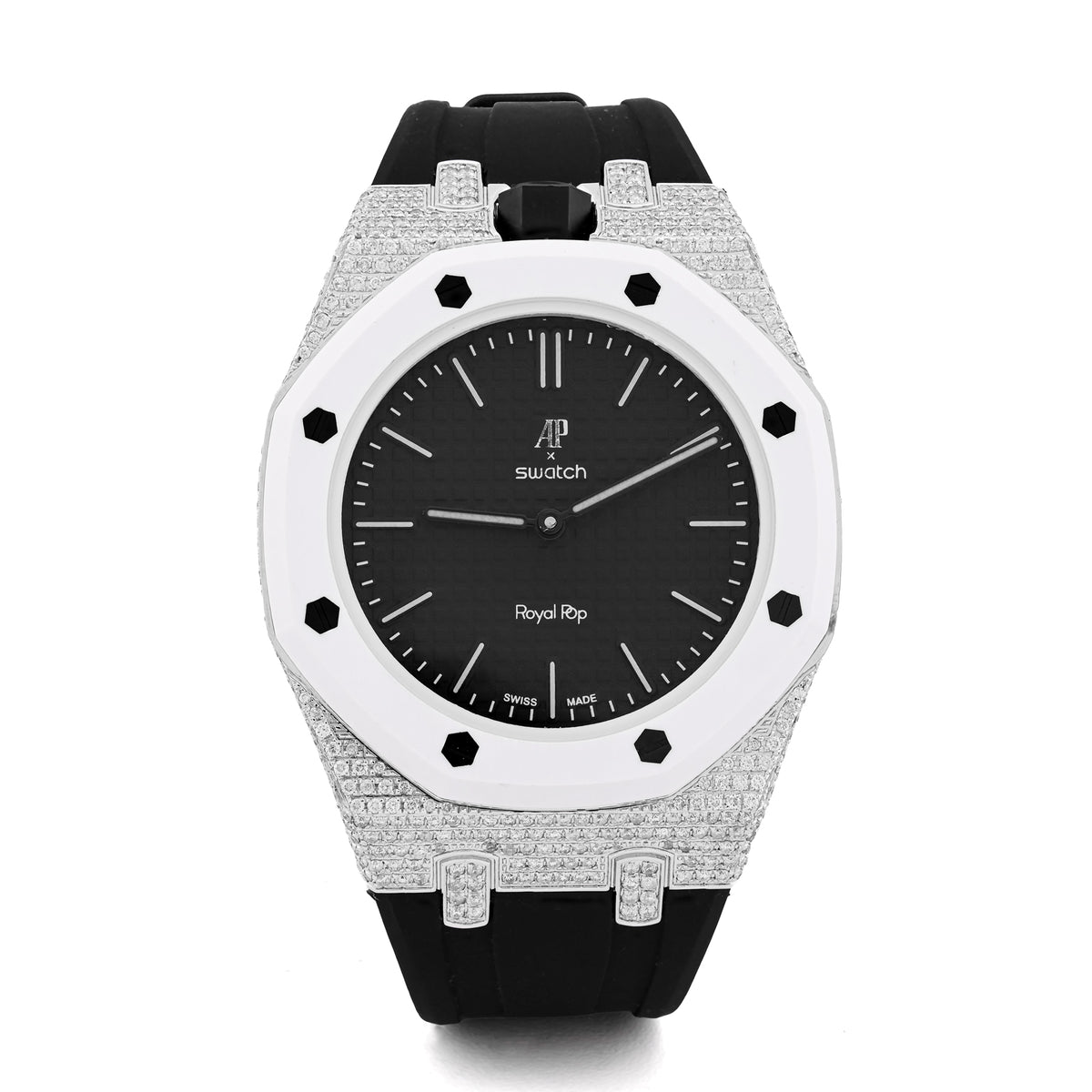 AP x Swatch Royal Pop Natural Diamond Band Black/White Watch Ocho Negro