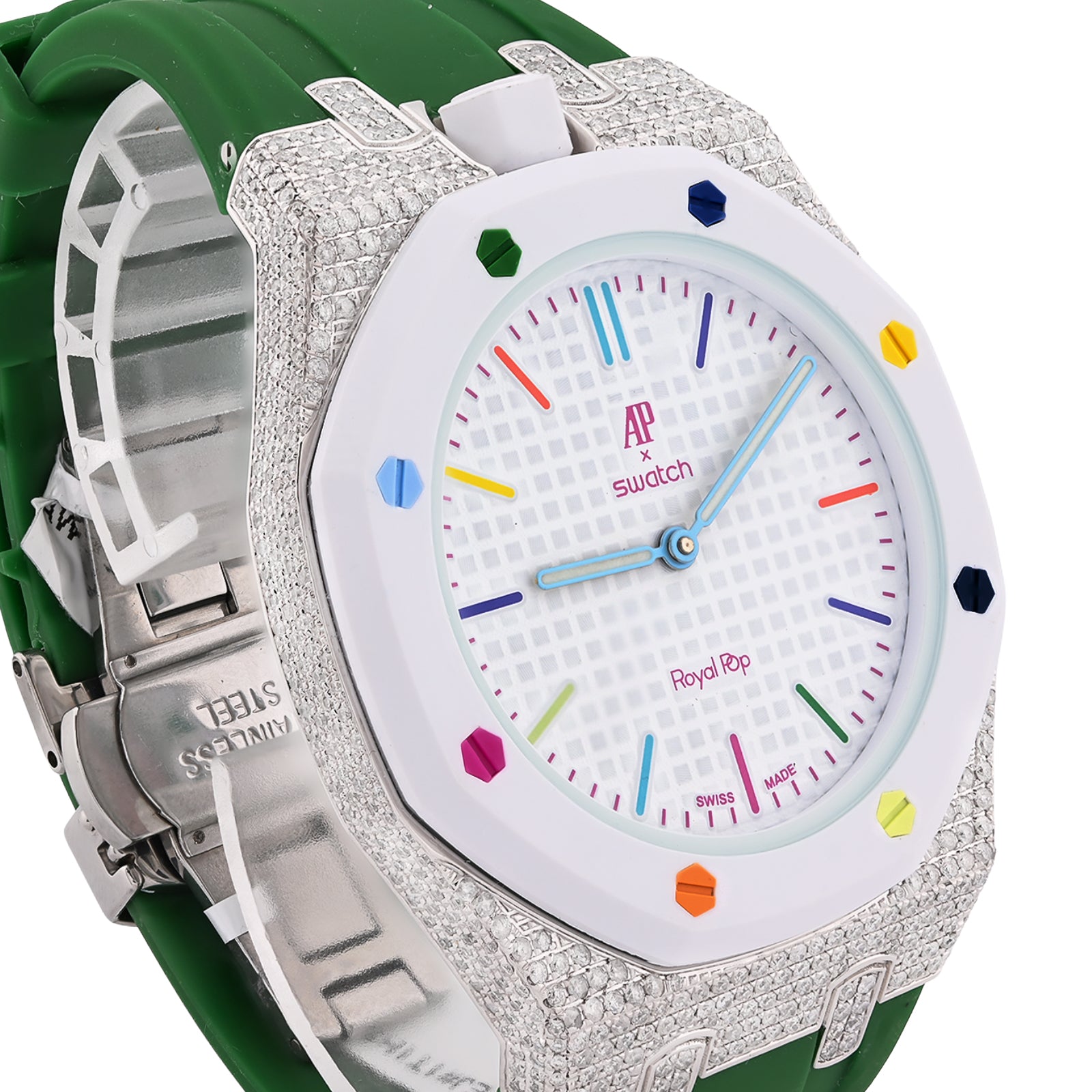 AP x Swatch Royal Pop Natural Diamond Band White Watch Huit Blanc