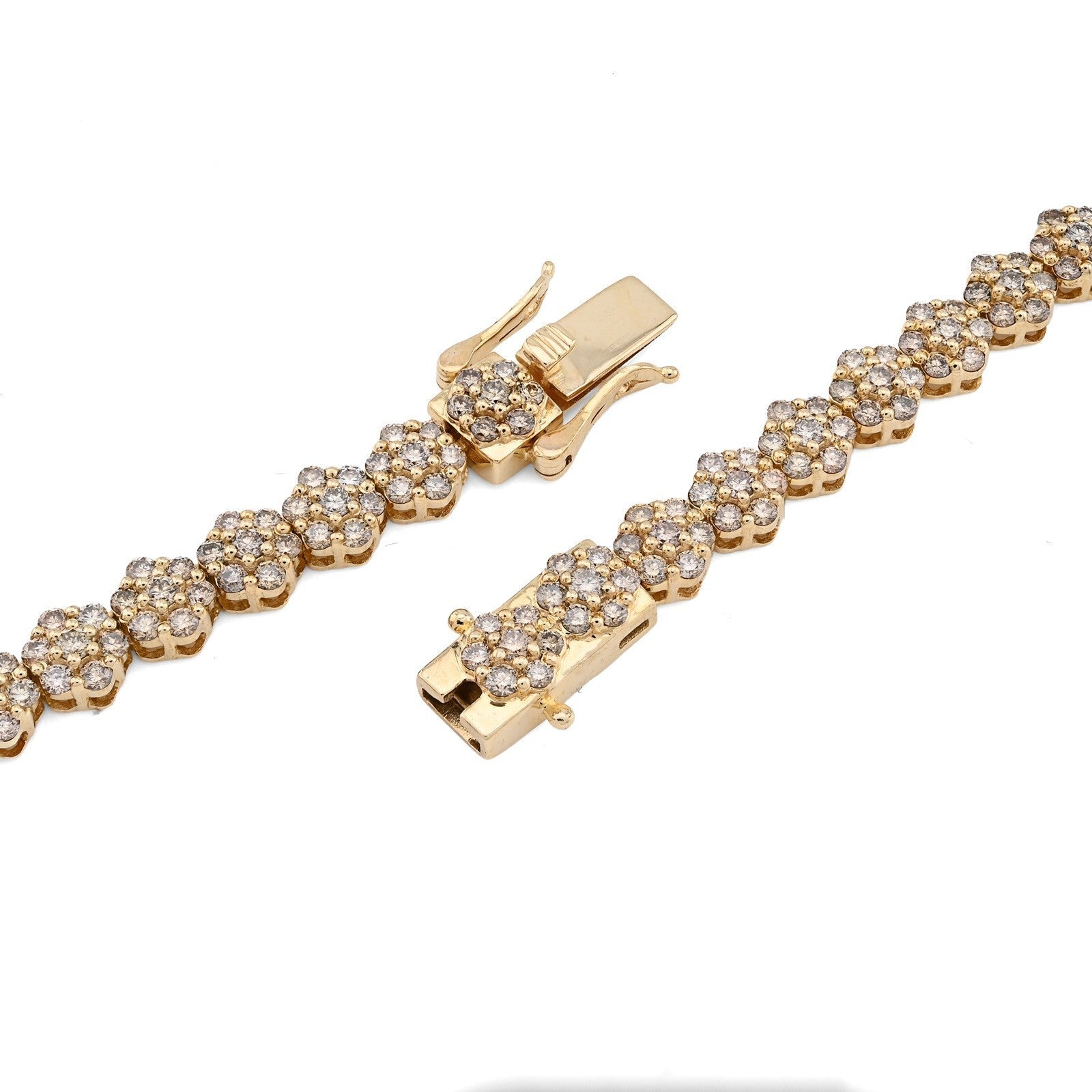 6MM 10k Yellow Gold 16.89CTW Diamond 41.6g Flower Setting Tennis Chain 22 Inches - Elite Jewelers - Necklaces & Chains